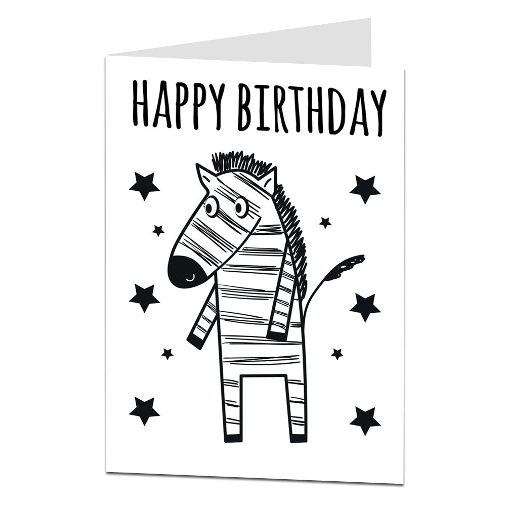Zebra Birthday Card For Kids