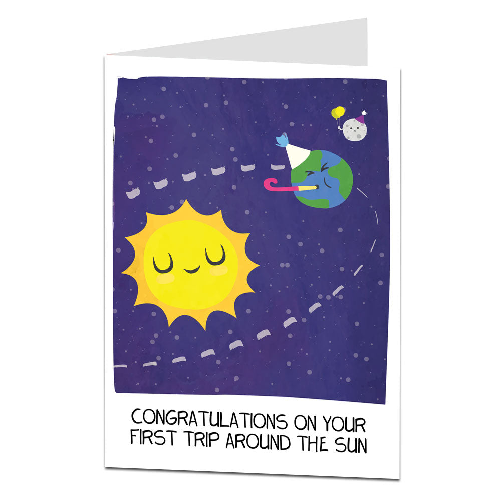 1st Birthday Card First Trip Around The Sun