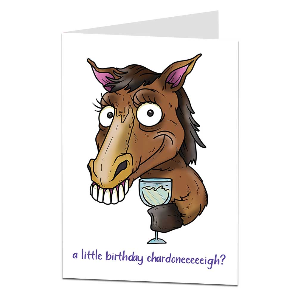 Funny Wine Horse Birthday Card