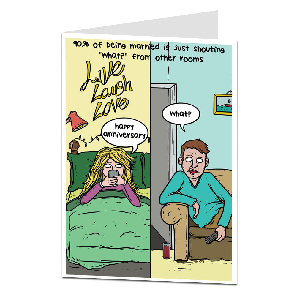 Being Married Is Shouting What From Other Rooms Anniversary Card