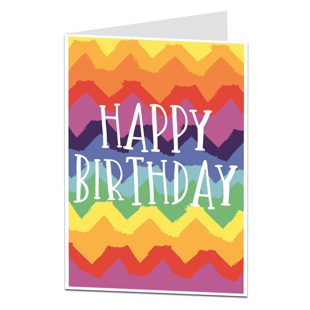 Traditional Birthday Card Multi Coloured Abstract Design