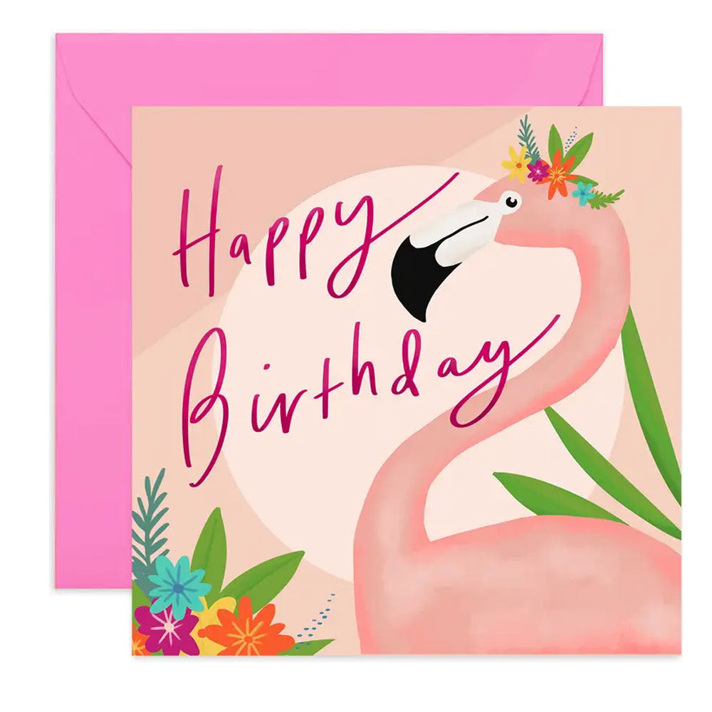 Birthday Flamingo Card In Pink