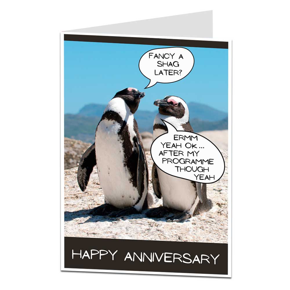 Fancy A Shag Anniversary Penguin Card