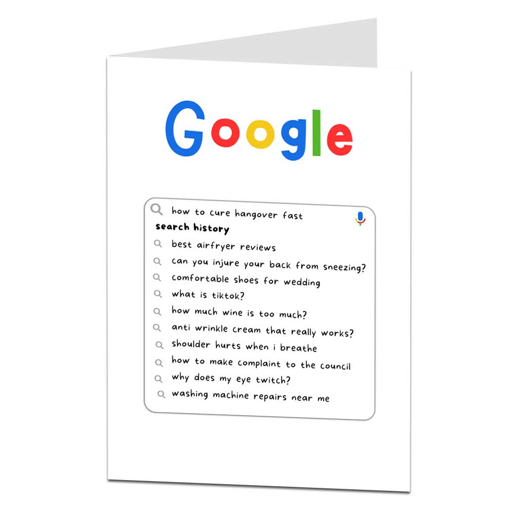 Funny Google Search History Birthday Card