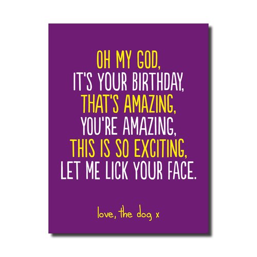 Lick Your Face Birthday Card From Dog