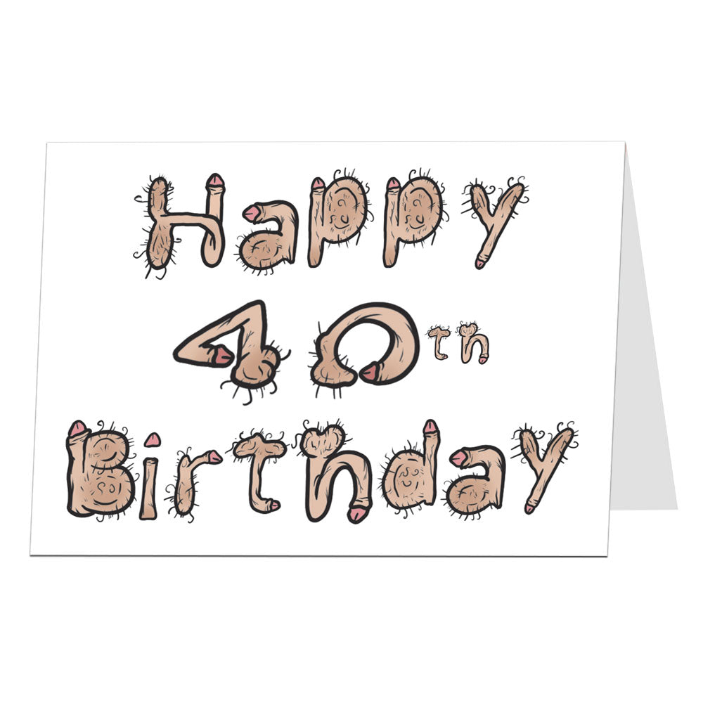 Happy 40th Birthday Card Willy Font