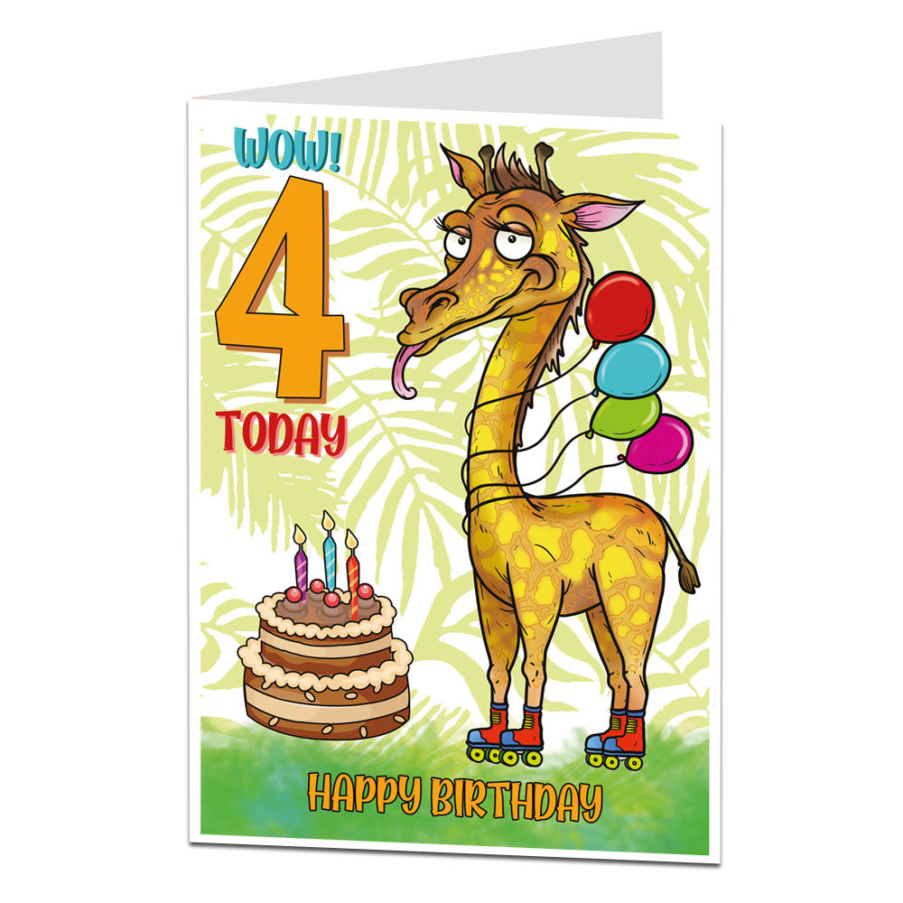 4th Birthday Card Giraffe