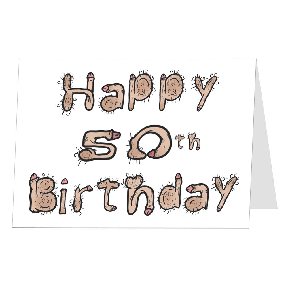 Happy 50th Birthday Card Willy Font