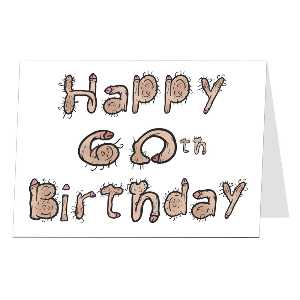 Happy 60th Birthday Card Willy Font