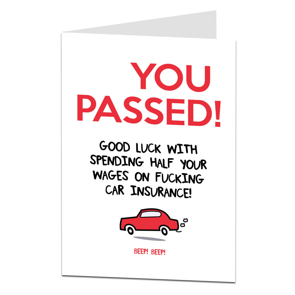 Good Luck Spending Your Wages On Car Insurance Driving Test Card