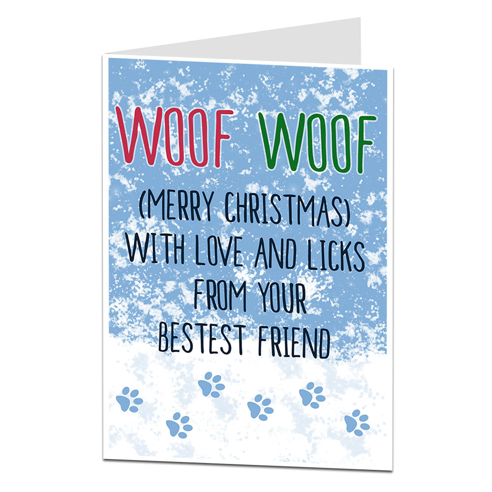 Woof With Love And Licks Christmas Card From Dog