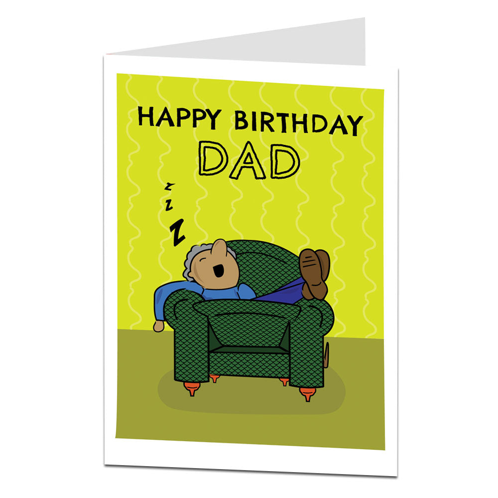Dad Asleep On Sofa Birthday Card