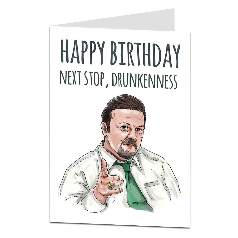 Nest Stop Drunkenness Happy Birthday Card David Brent