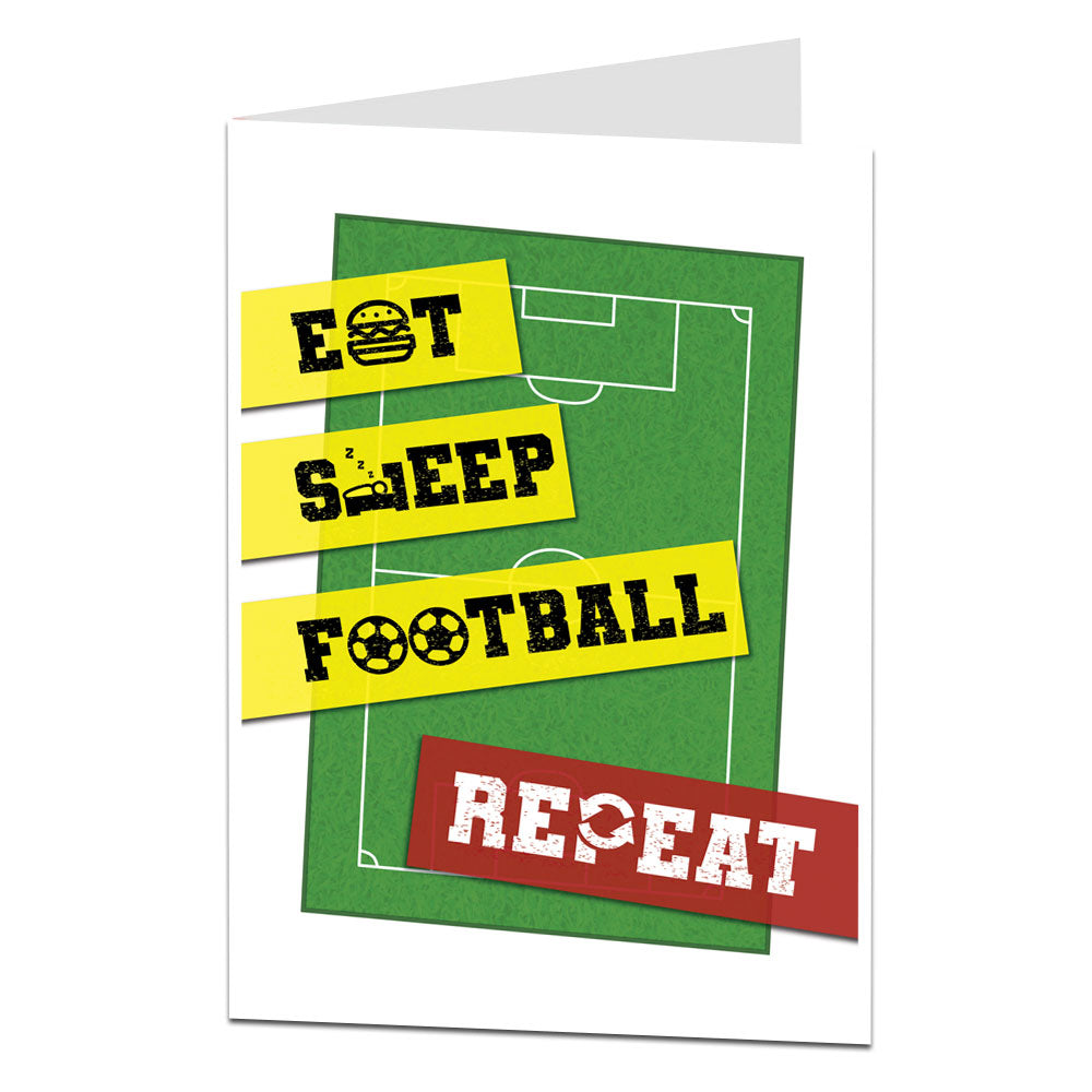 Eat Sleep Football Repeat Birthday Card