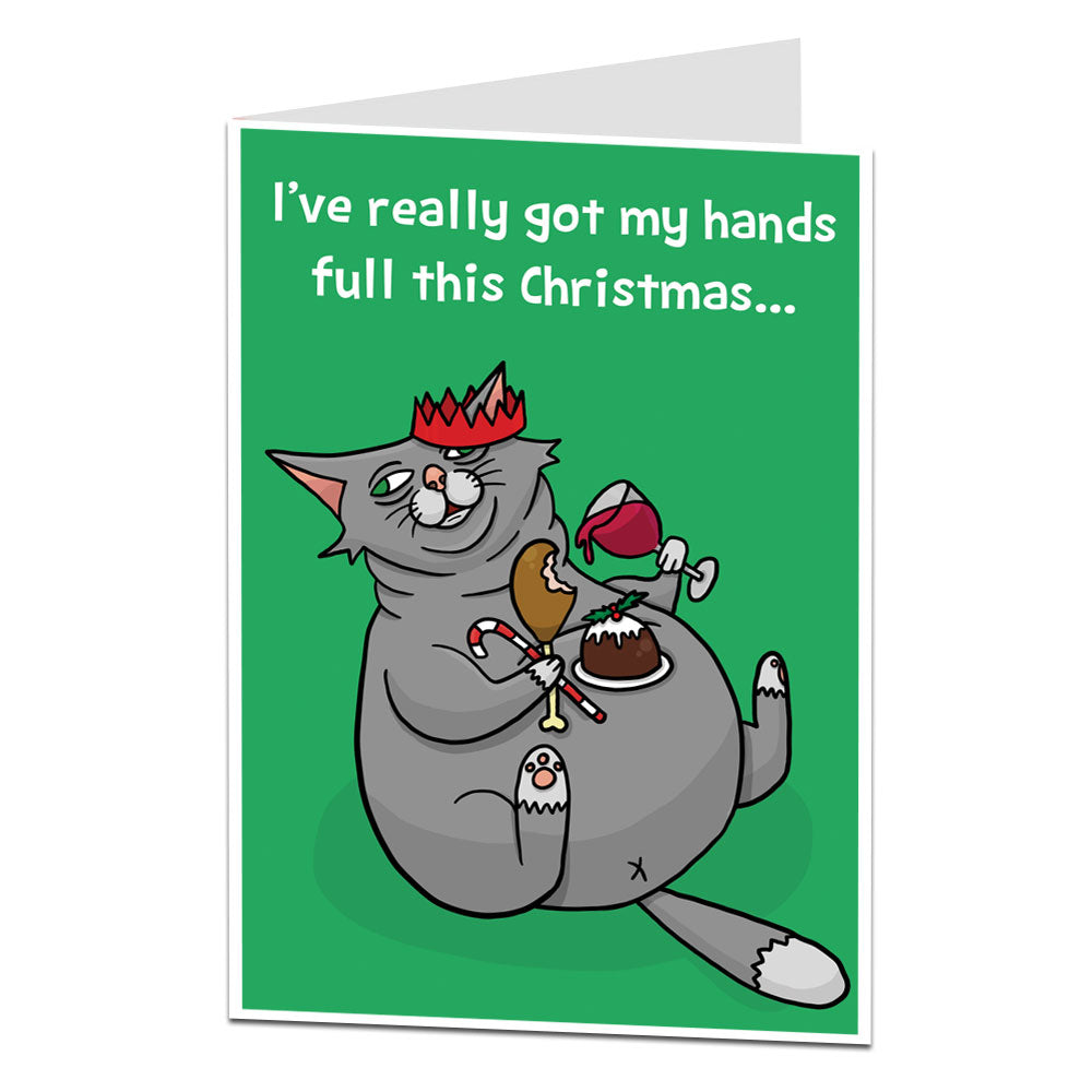 Fat Greedy Cat Christmas Card