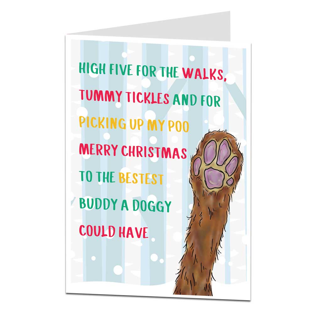 High Five Christmas Card From Dog