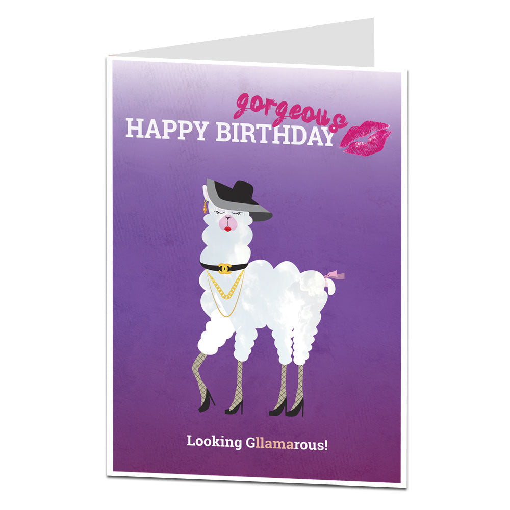 Happy Birthday Gorgeous Llama Card