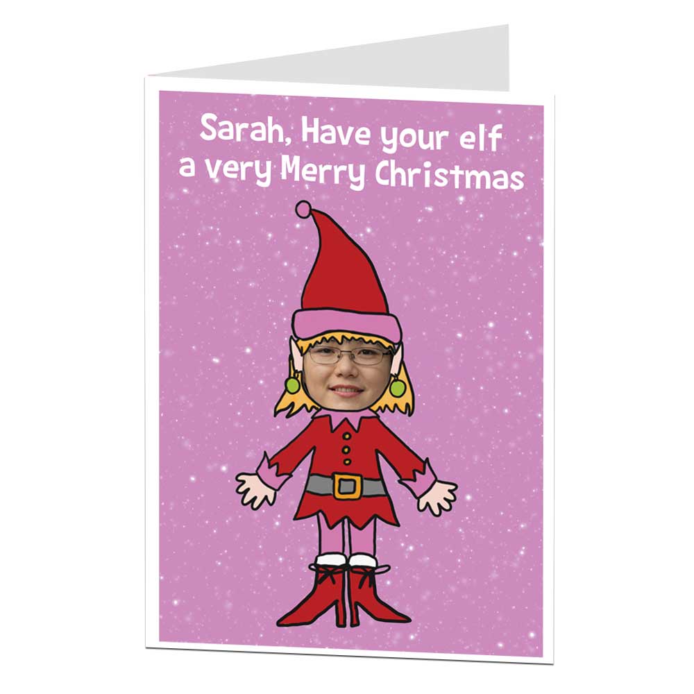 Personalised Elf Photo Upload Card