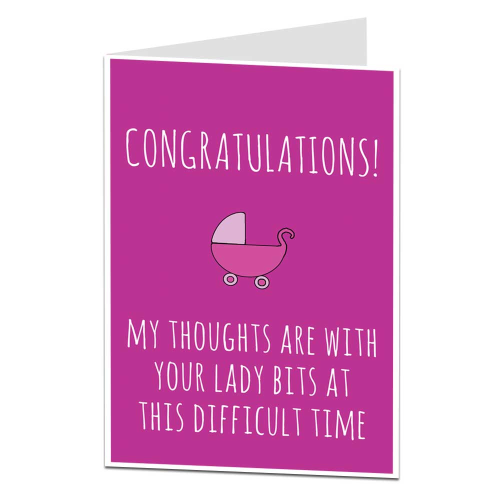 Thoughts Are With Your Lady Bits New Baby Girl Card