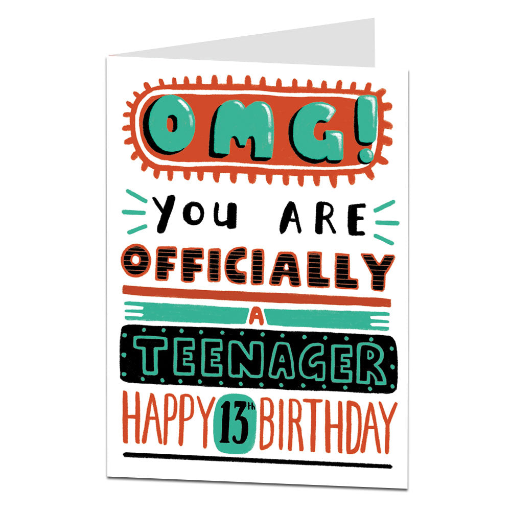 OMG Officially A Teenager 13th Birthday Card