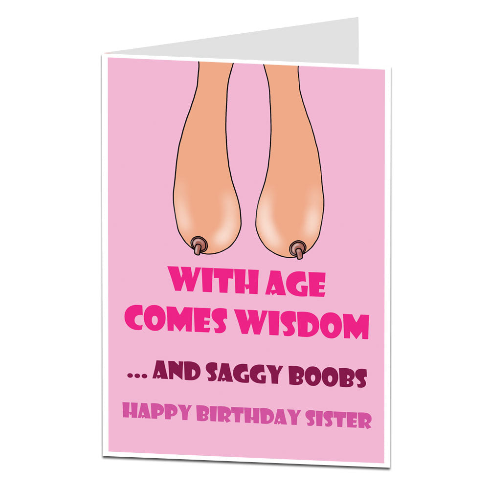 Saggy Boobs Happy Birthday Sister Card