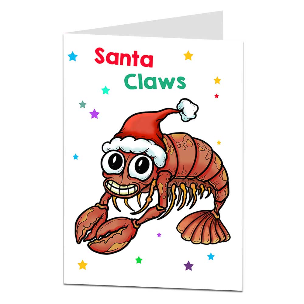 Santa Claws Lobster Christmas Card