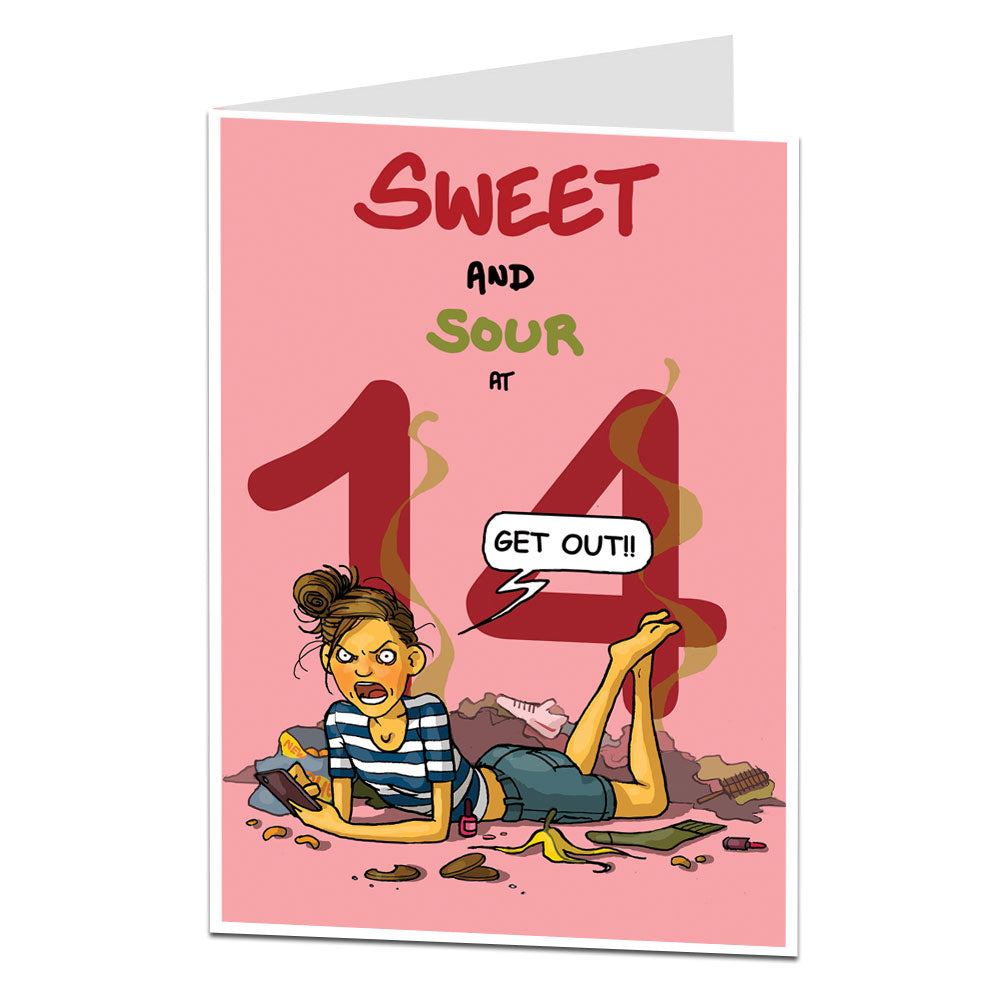 Sweet & Sour 14th Birthday Card