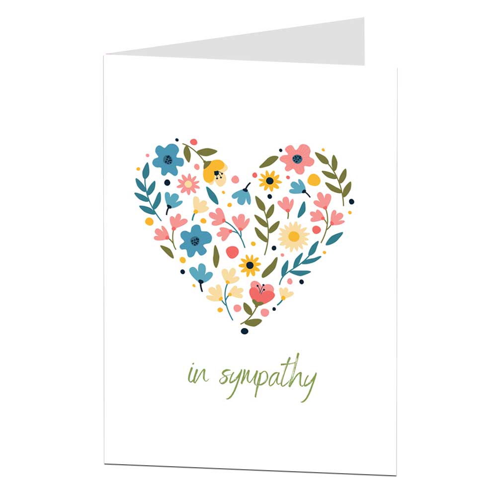In Sympathy Card Heart With Flowers