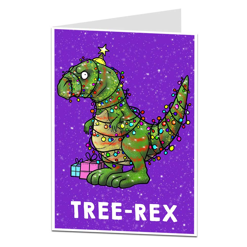 Tree-Rex Dinosaur Christmas Card