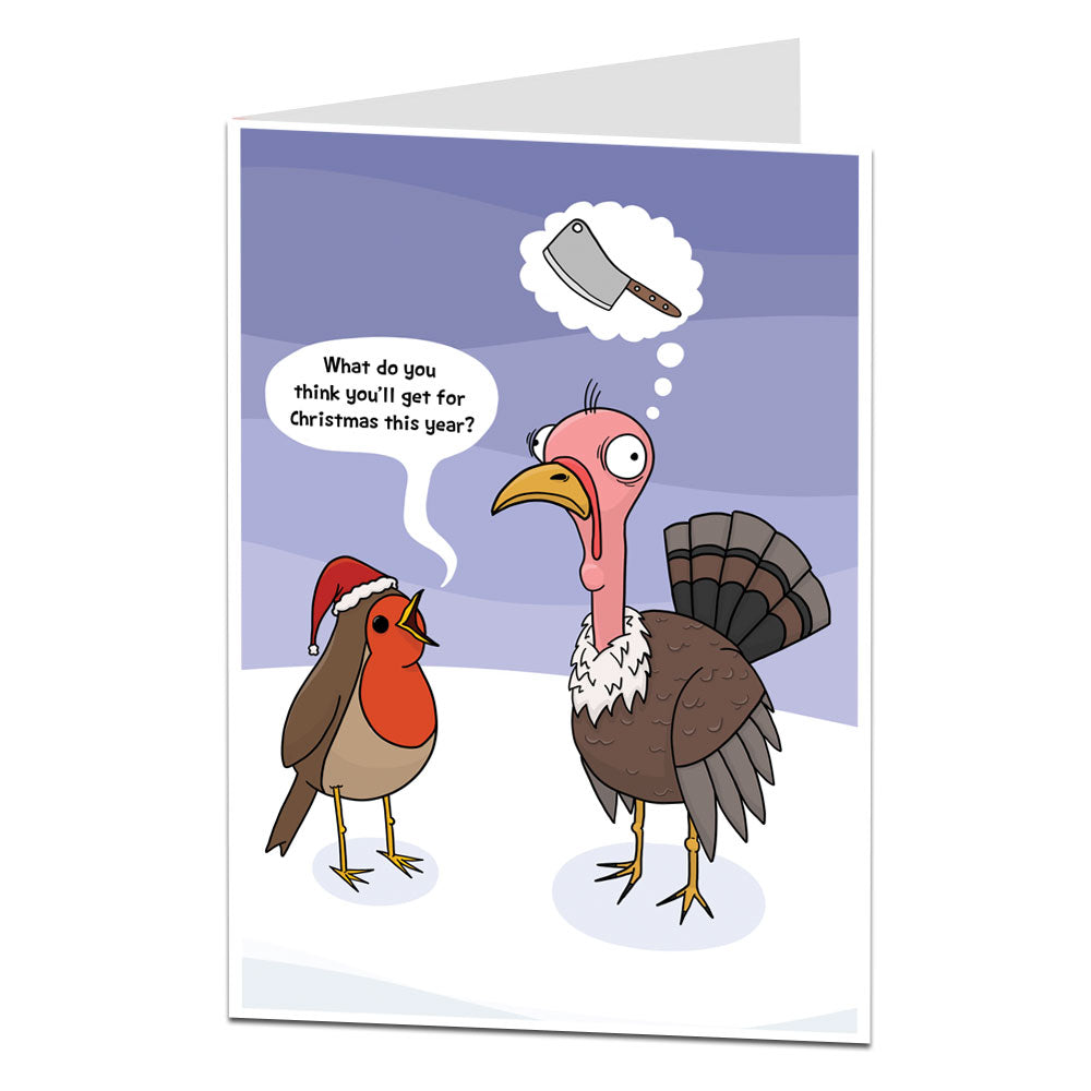 Turkey Getting The Chop Christmas Card