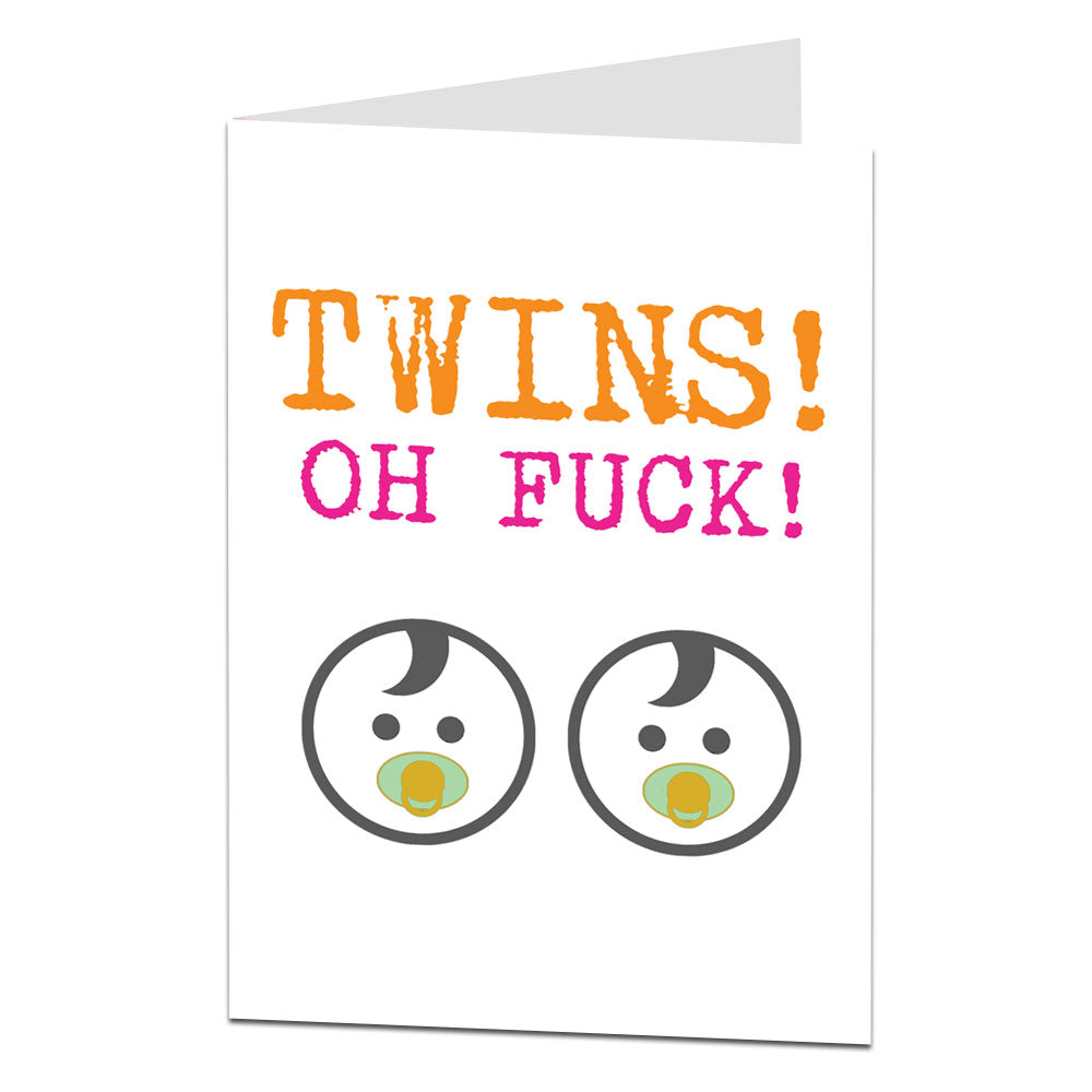 Twins Oh Fuck New Baby Card