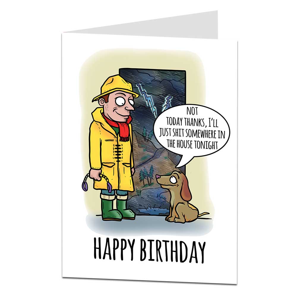 Funny Walk The Dog Birthday Card
