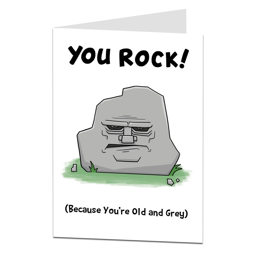 You Rock Old And Grey Birthday Card